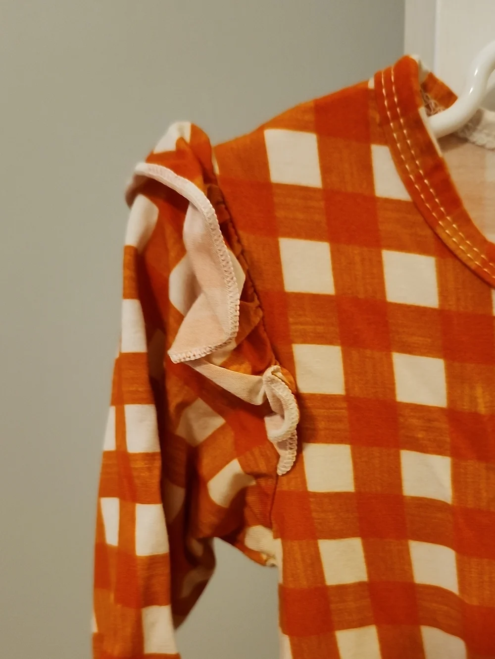 Abby & Evie Orange Gingham Pumpkin One-Piece (18M)
